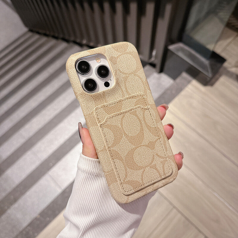 Capa clássica clássica para iPhone com porta-cartões branco -JQB240330