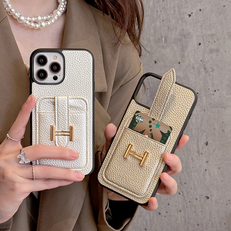 H カードホルダー レザー iPhone ケース