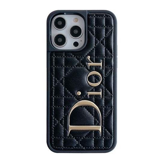 ファッションゴールドロゴレザーiPhoneケース