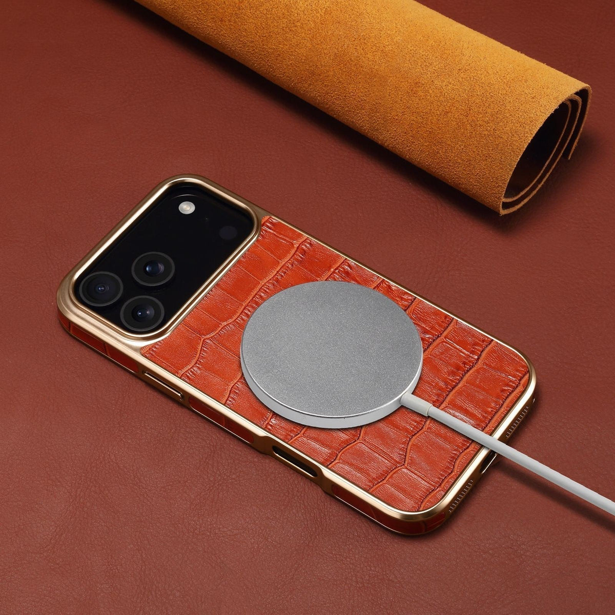 IPhoneケース用クロコ型押しレザーケース