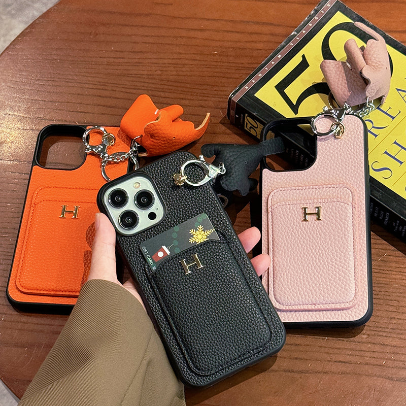 H カードホルダー レザー ペンダント iPhone ケース