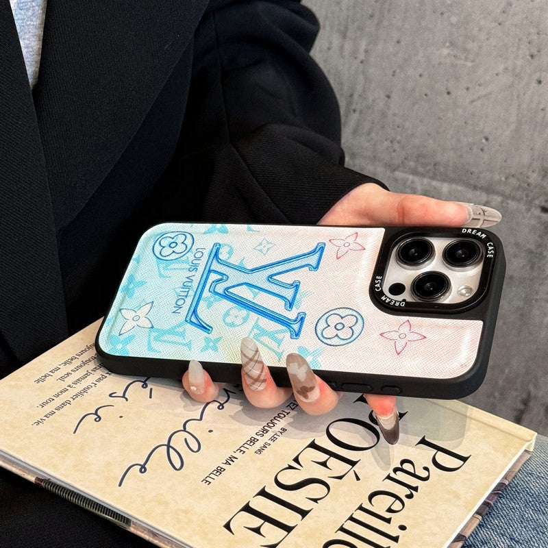 Luxe blauw lederen iPhone-hoesje