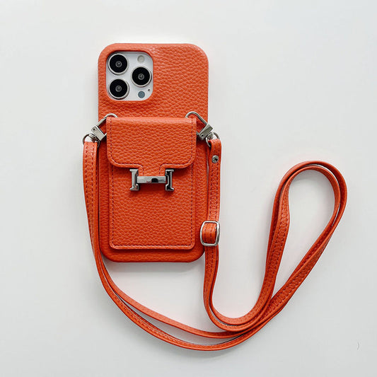 H カードホルダー レザーチェーン iPhoneケース