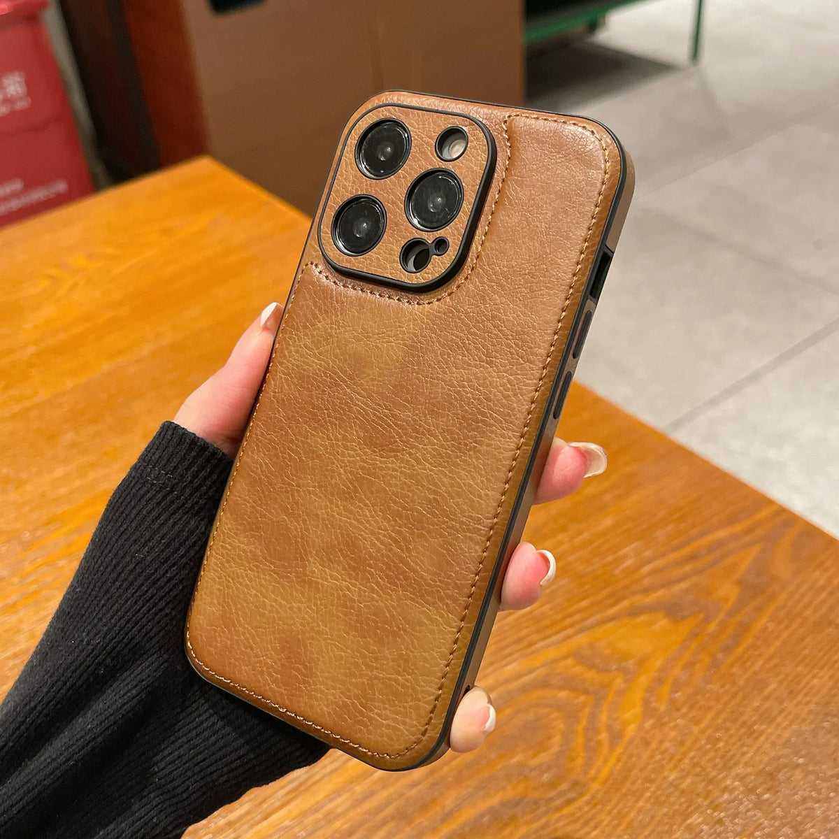 Husă pentru iPhone din piele vintage premium – Husă de protecție rezistentă la șocuri la atingere moale