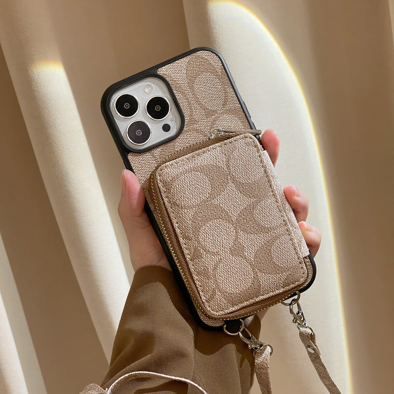 Capa clássica para iPhone com carteira Café-LQB241412