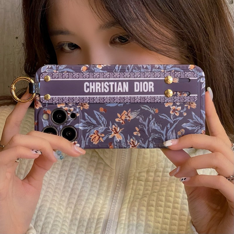 ファッション パープル & ホワイト リストバンド iPhone ケース