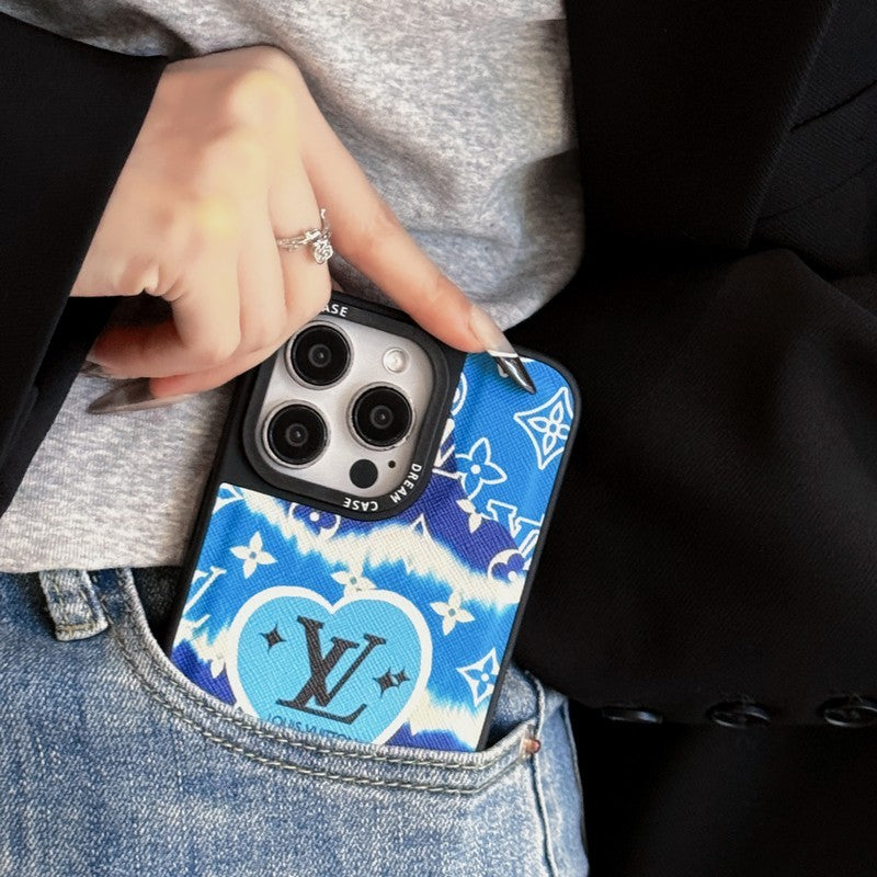Luxe blauw lederen iPhone-hoesje
