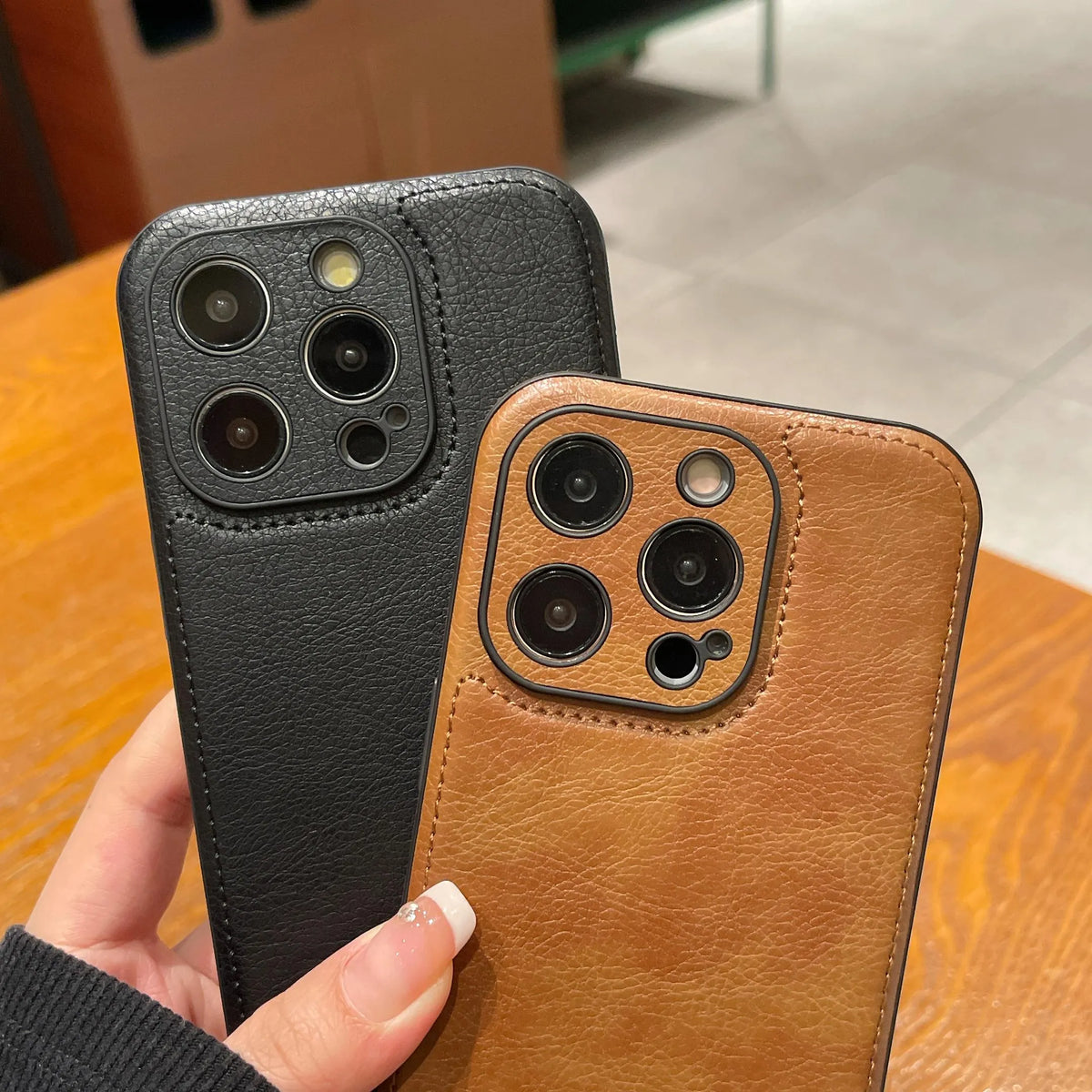 Husă pentru iPhone din piele vintage premium – Husă de protecție rezistentă la șocuri la atingere moale