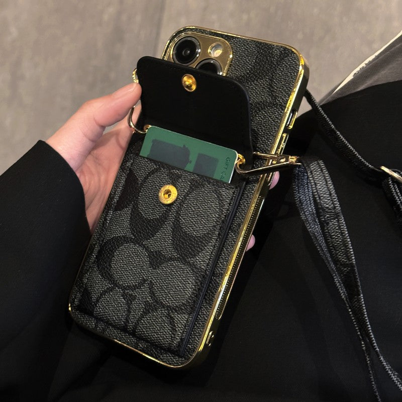 クラシック カードバッグ レザー チェーン iPhone ケース