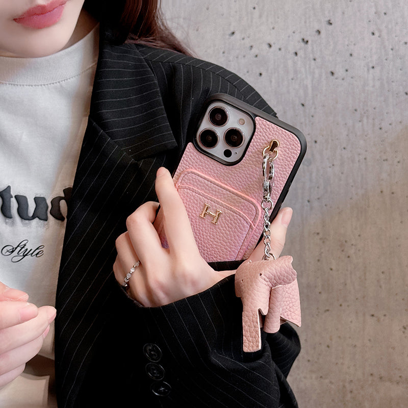 H カードホルダー レザー ペンダント iPhone ケース