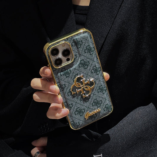 Gue ゴールドロゴ レザー iPhone ケース