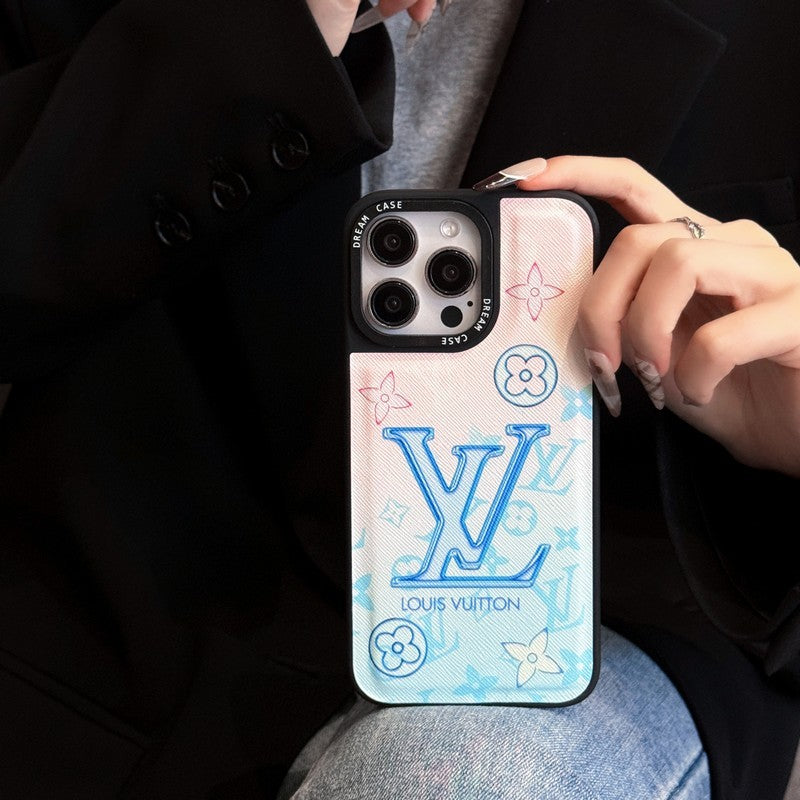 Luxe blauw lederen iPhone-hoesje