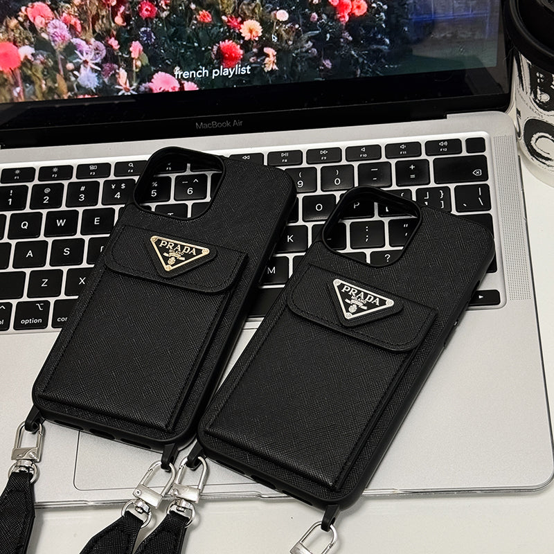 ラグジュアリーなクロスボディレザーiPhoneケース