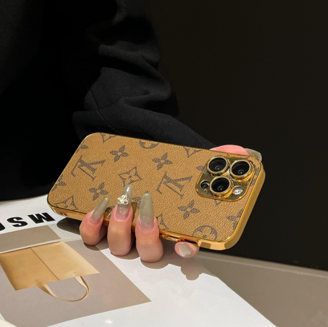 電気メッキゴールドエッジの高級クラシックモノグラム iPhone ケース