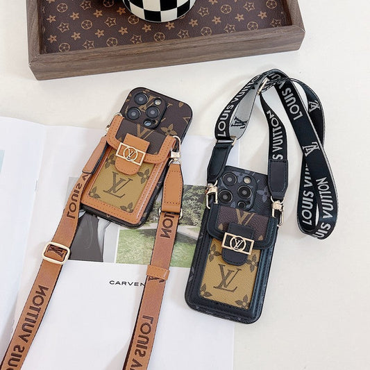 ラグジュアリーなカードホルダー クロスボディ iPhone ケース