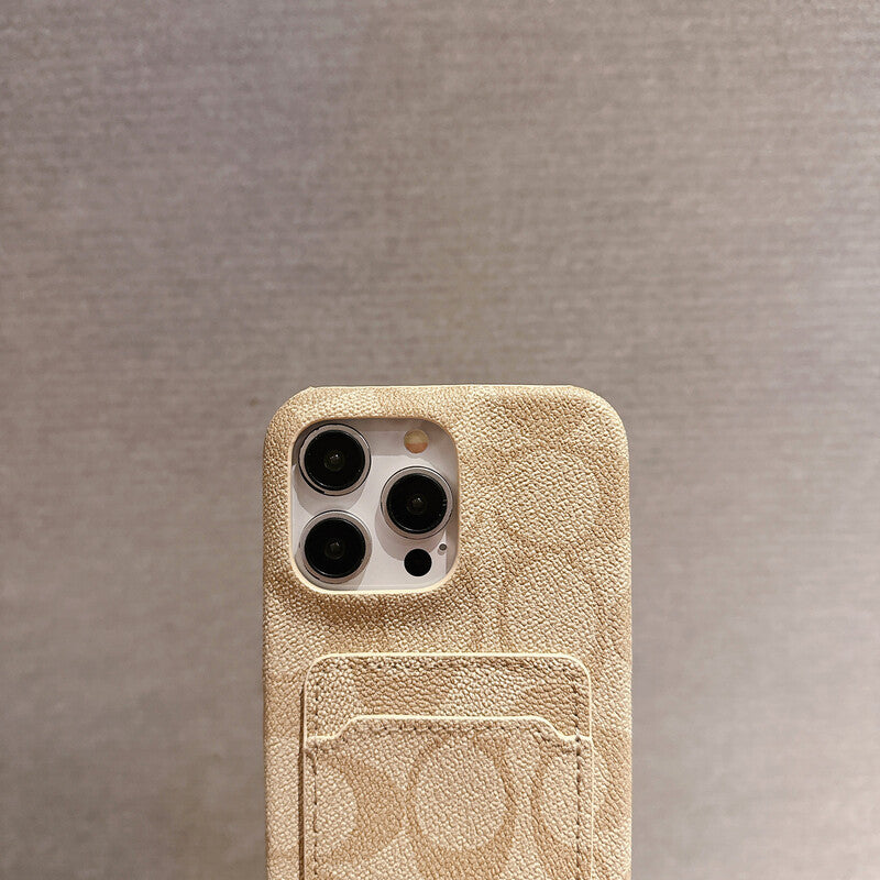 Capa clássica clássica para iPhone com porta-cartões branco -JQB240330