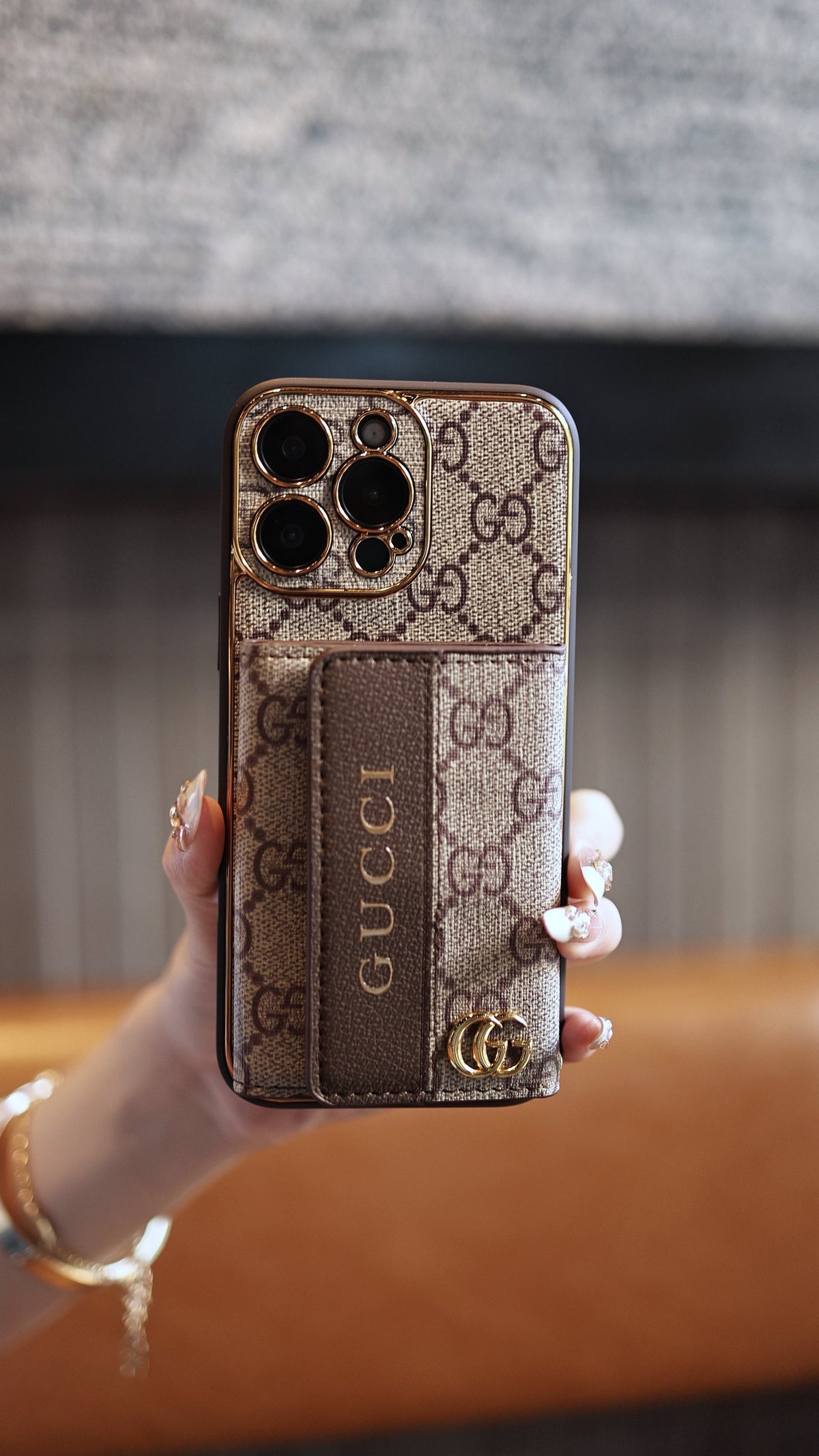 Luxusní pokročilé kožené pouzdro na iPhone s držákem karty & řemínkem