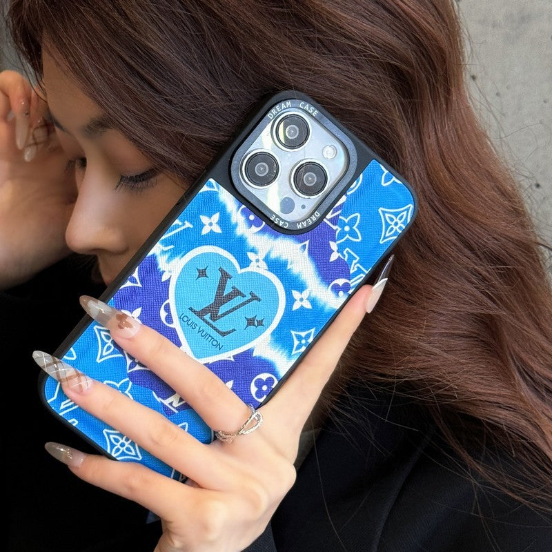 Luxe blauw lederen iPhone-hoesje