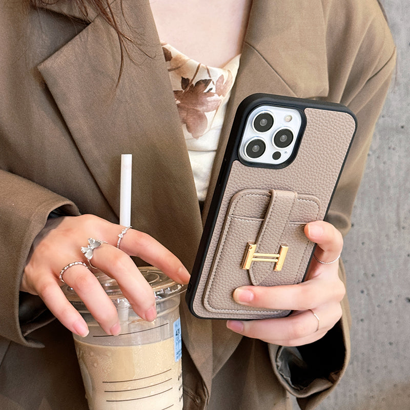 H カードホルダー レザー iPhone ケース