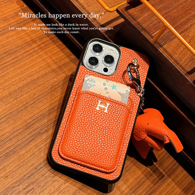 H カードホルダー レザー ペンダント iPhone ケース
