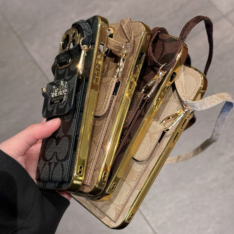 クラシック カードバッグ レザー チェーン iPhone ケース