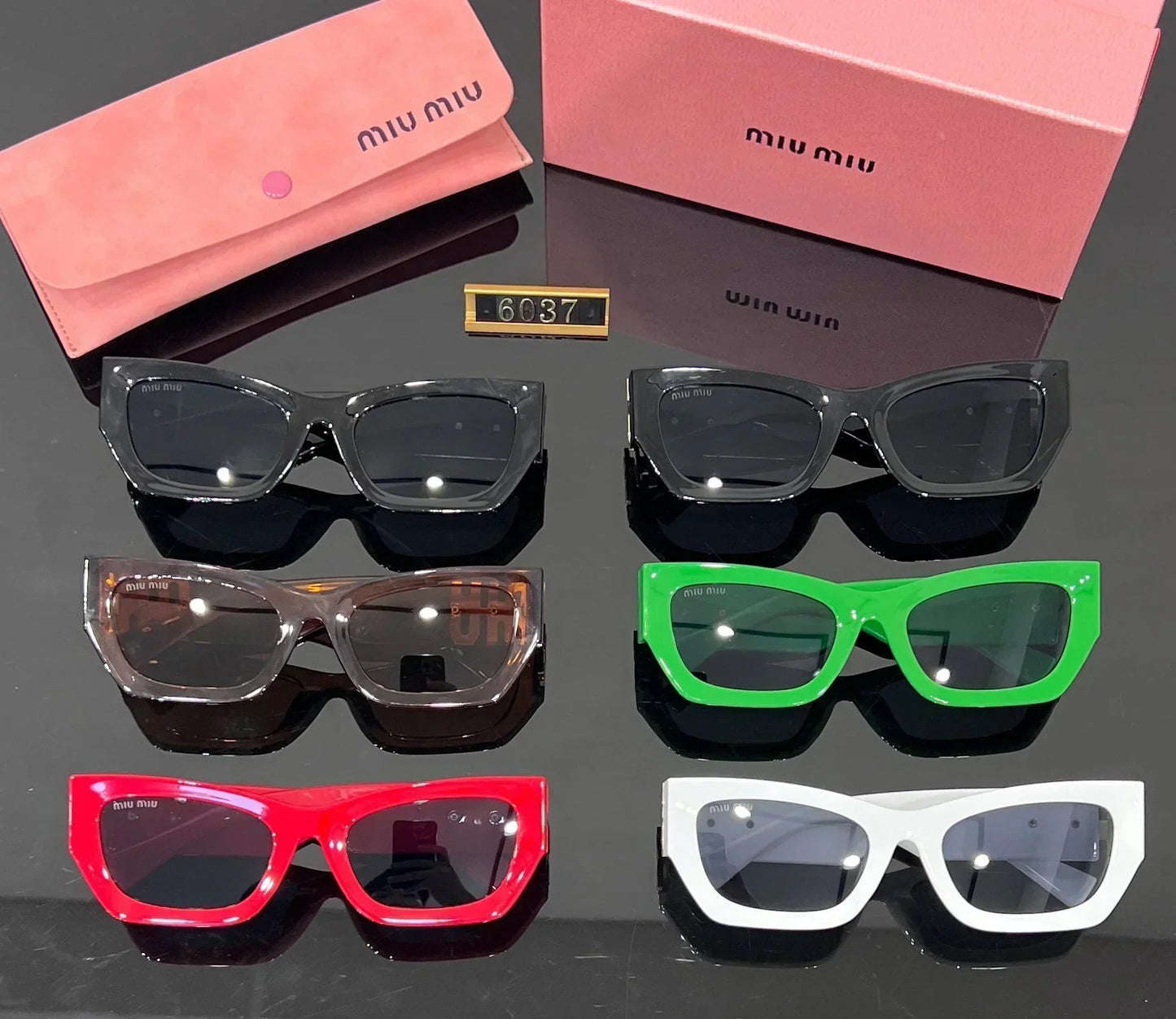 ファッション スクエア キャットアイ サングラス 6037