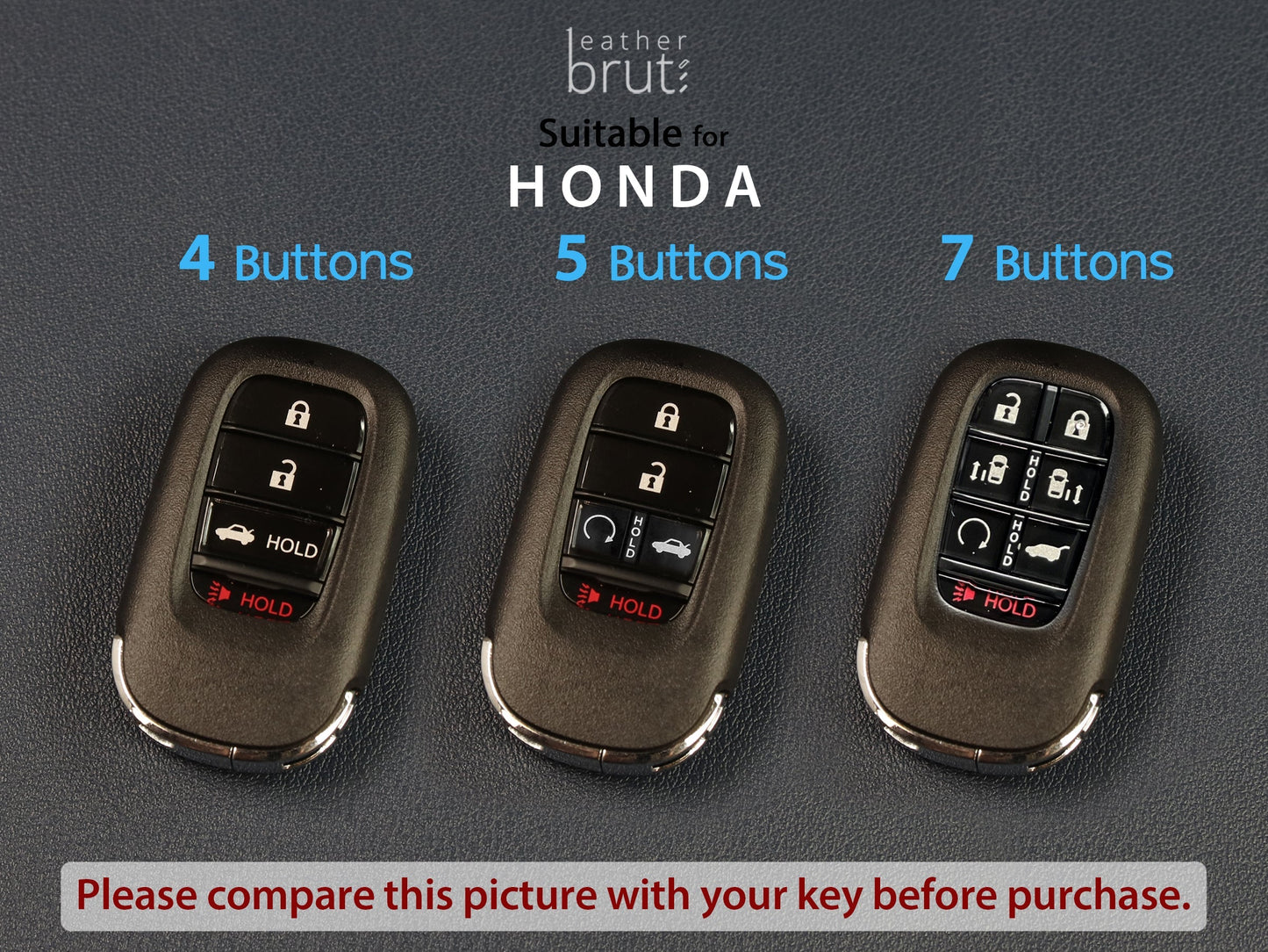 Funda de cuero para llave de coche para llavero Honda [2-4/5/7]