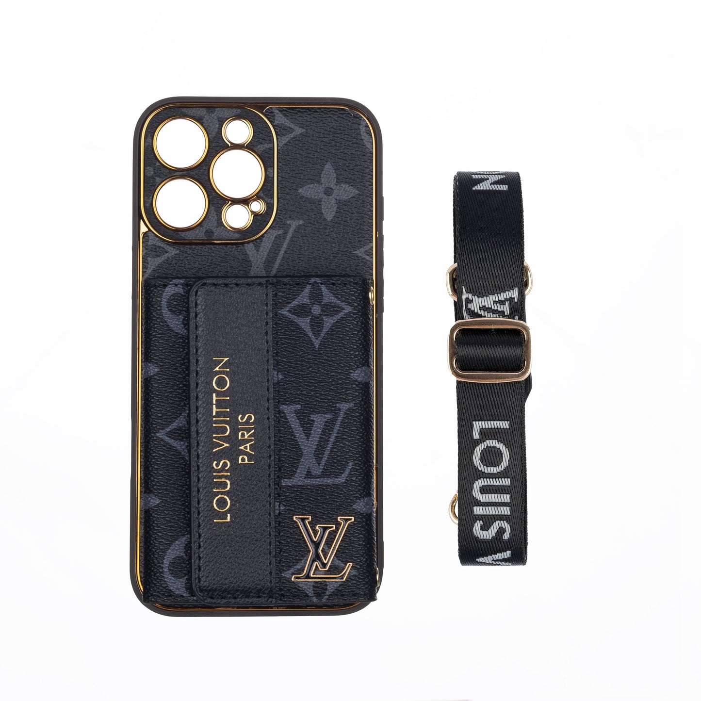 Luxuriöse iPhone-Hülle aus fortschrittlichem Leder mit Kartenhalter & Gurt
