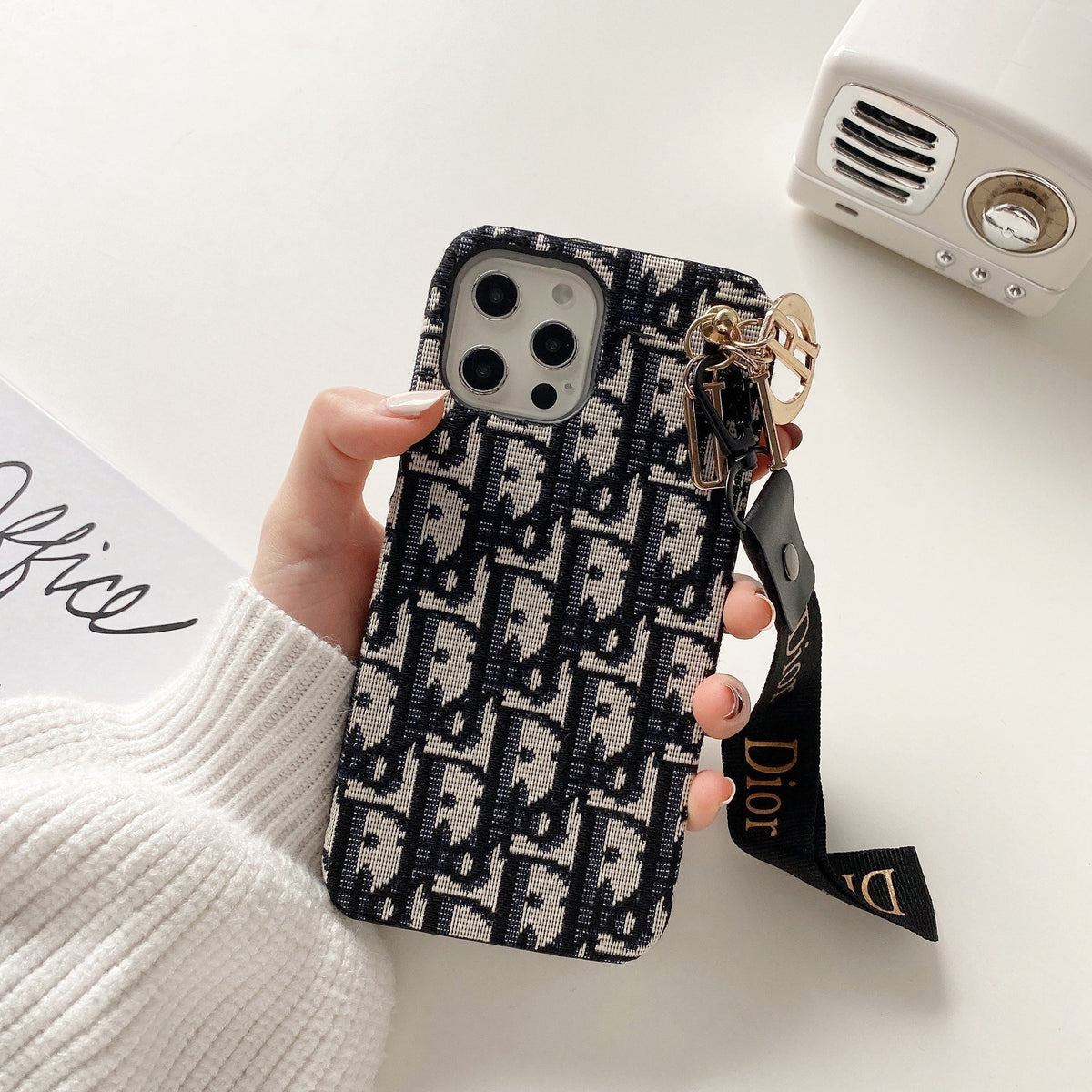 ファッション iPhone ケース ストラップ付き ブラック-GS240315