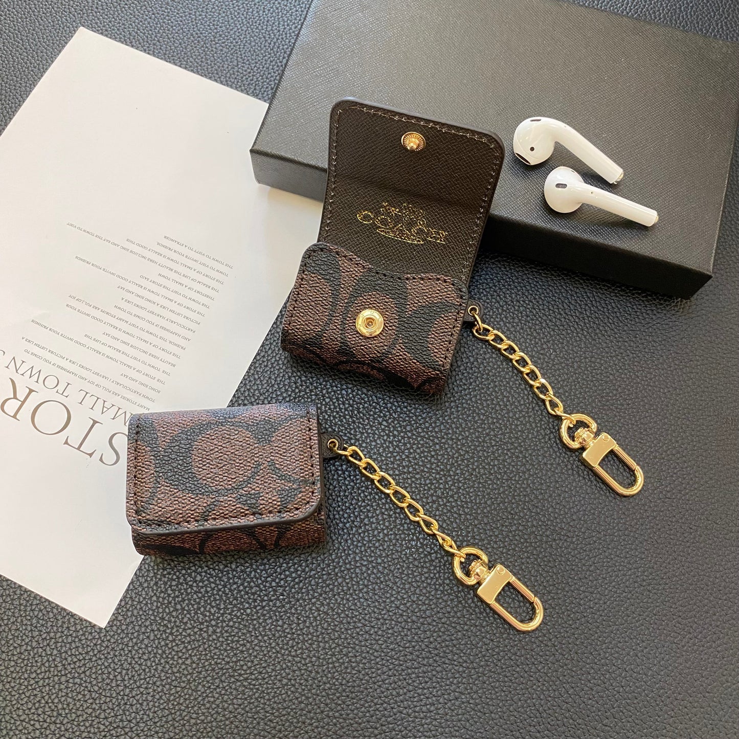 Luksus klassiske AirPods Pro Cases Mørkebrun-YH240425