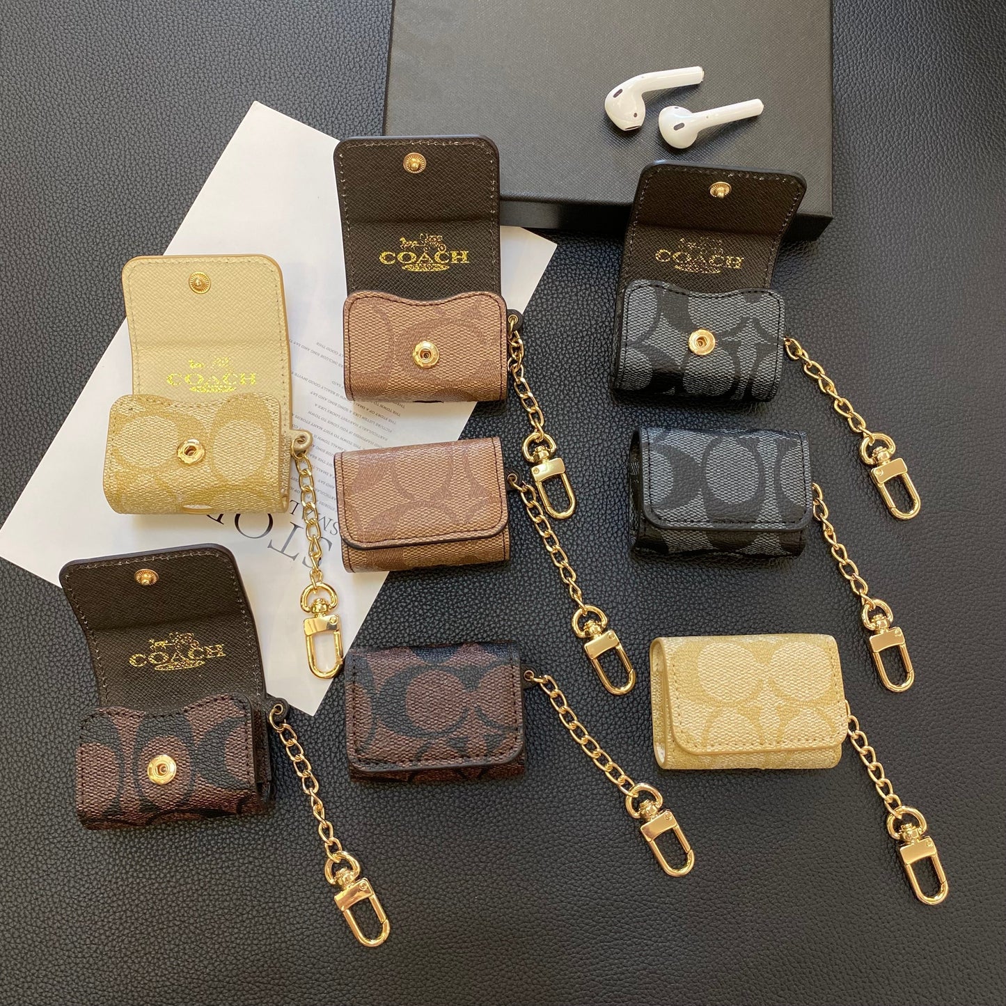 Luksus klassiske AirPods Pro Cases Mørkebrun-YH240425