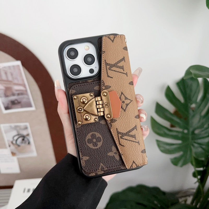 高級カードホルダーチェーンiPhoneケース