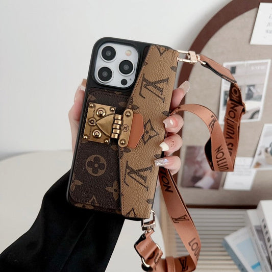 高級カードホルダーチェーンiPhoneケース