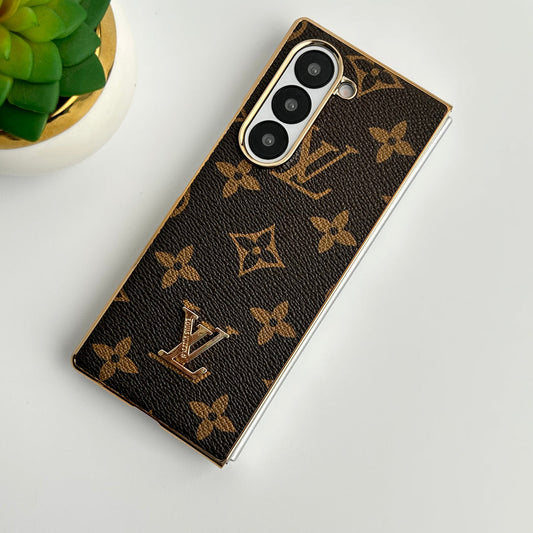 Samsung Galaxy Z Fold 6 Luxuriöse vergoldete Lederhülle