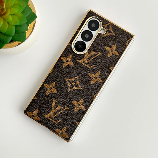 Samsung Galaxy Z Fold 6 Luxuriöse vergoldete Lederhülle