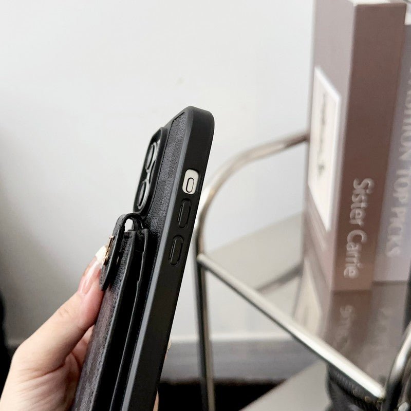 Luksuzna črno & bela torba za kartice čez ramo, etui za iPhone