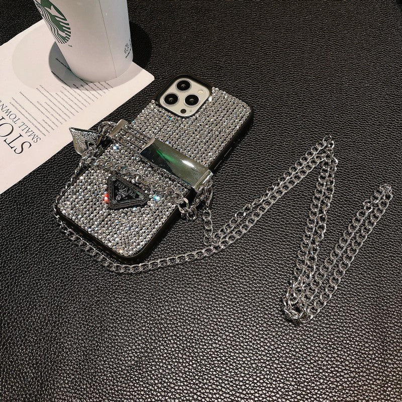 ラグジュアリー ダイヤモンド クロスボディ チェーン iPhone ケース