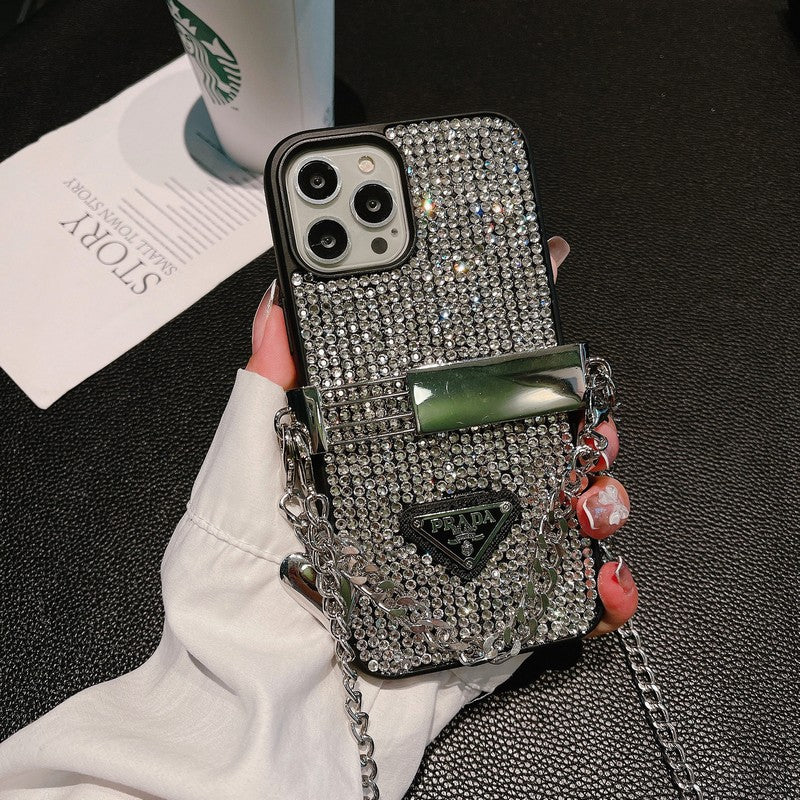 ラグジュアリー ダイヤモンド クロスボディ チェーン iPhone ケース