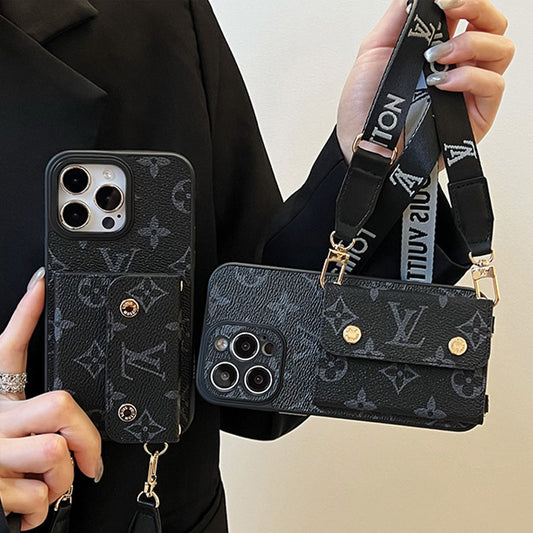 ラグジュアリー カード バッグ チェーン ブラック iPhone ケース