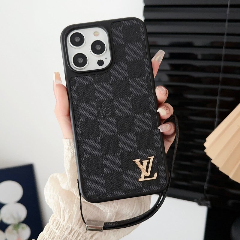 Luxe zwart & wit iPhone-hoesje met handketting