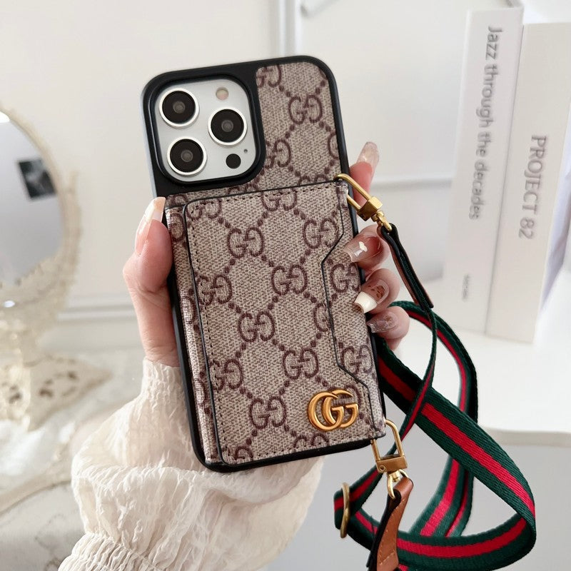 Premium-sivukorttilaukku Crossbody iPhone-kotelo