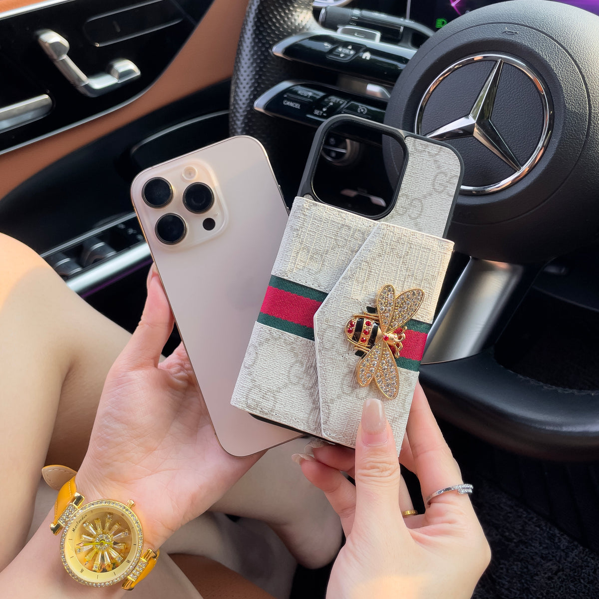 Capa crossbody premium avançada para iPhone com suporte para cartão & Alça de ombro