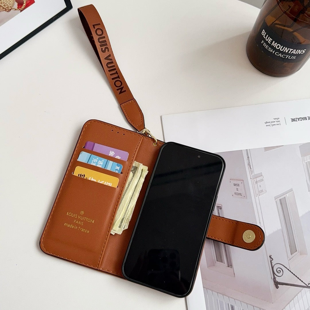 Luksus Luksus Mønster Lommebok iPhone-deksel med kortholder og stropp