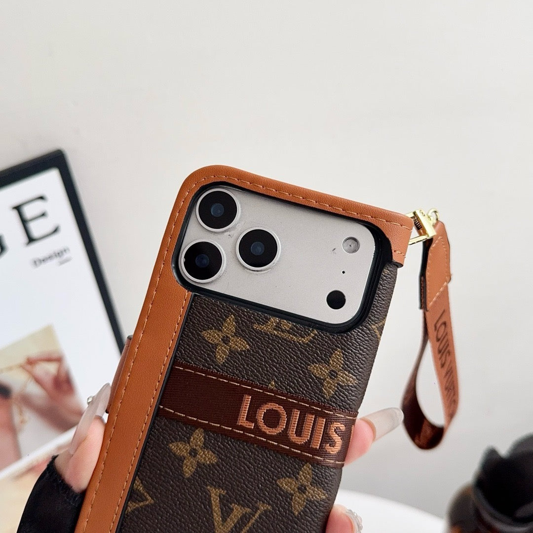 Luksus Luksus Mønster Lommebok iPhone-deksel med kortholder og stropp