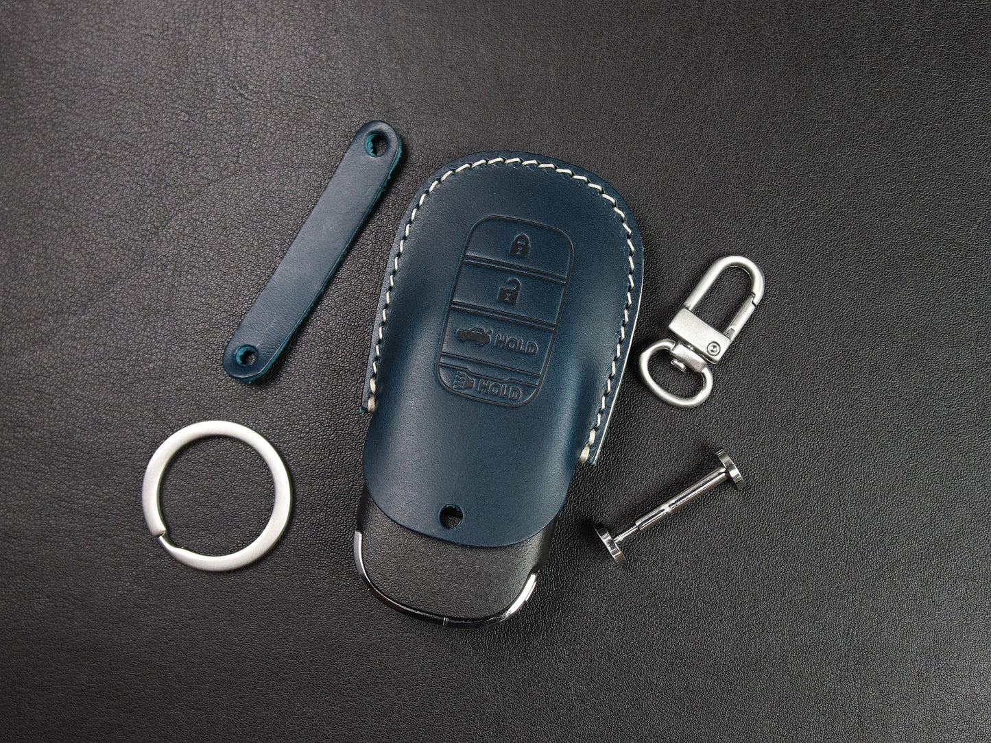 Funda de cuero para llave de coche para llavero Honda [2-4/5/7]