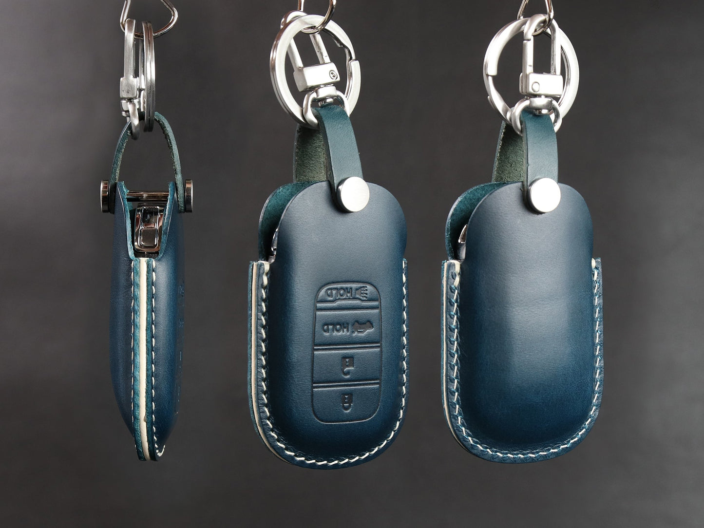 Funda de cuero para llave de coche para llavero Honda [2-4/5/7]