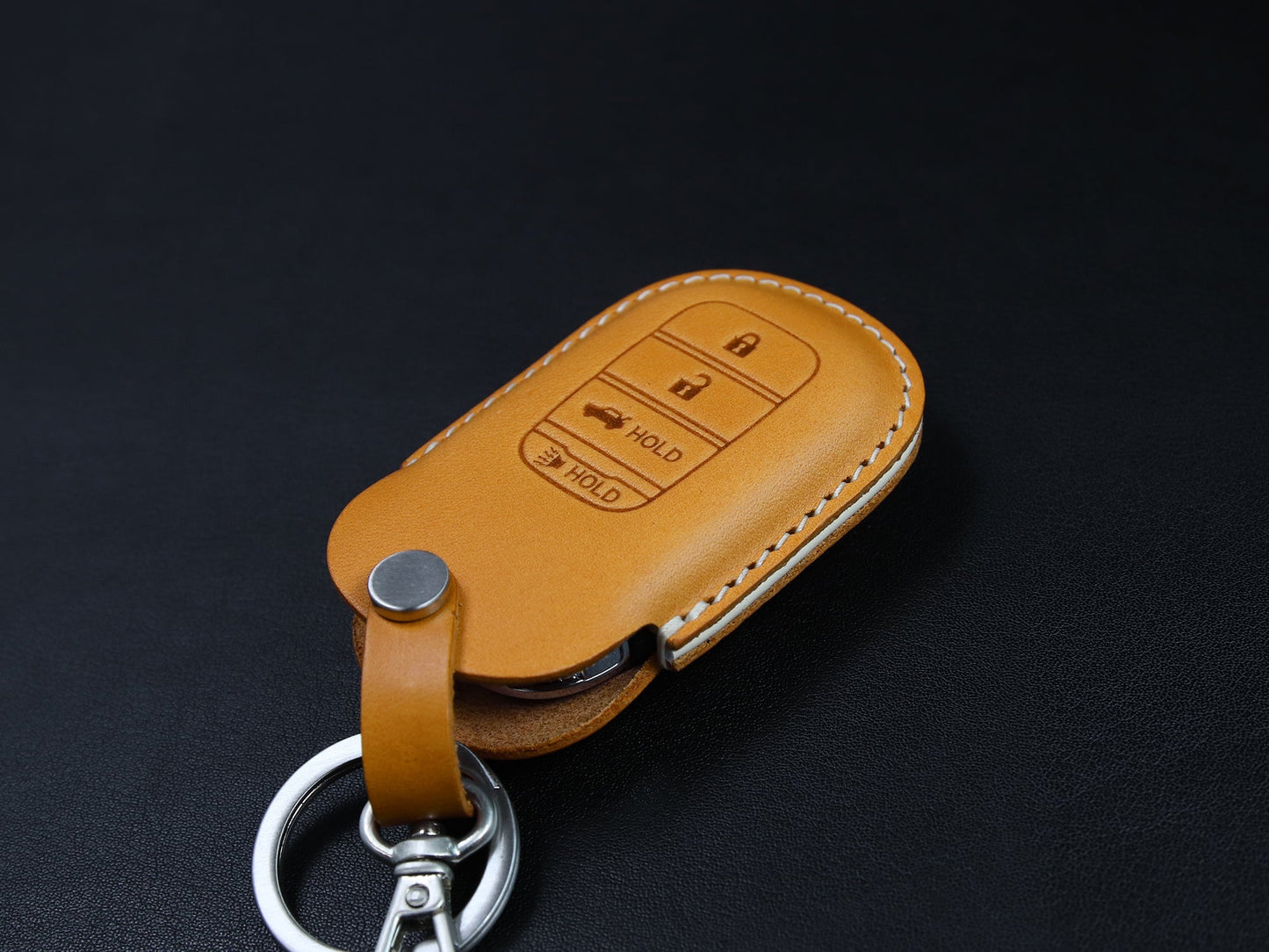 Funda de cuero para llave de coche para llavero Honda [2-4/5/7]