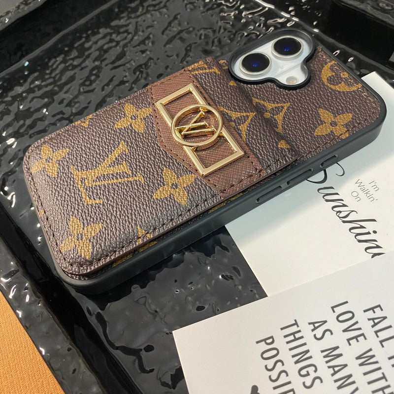 ラグジュアリーカードバッグ ゴールドロゴ iPhoneケース