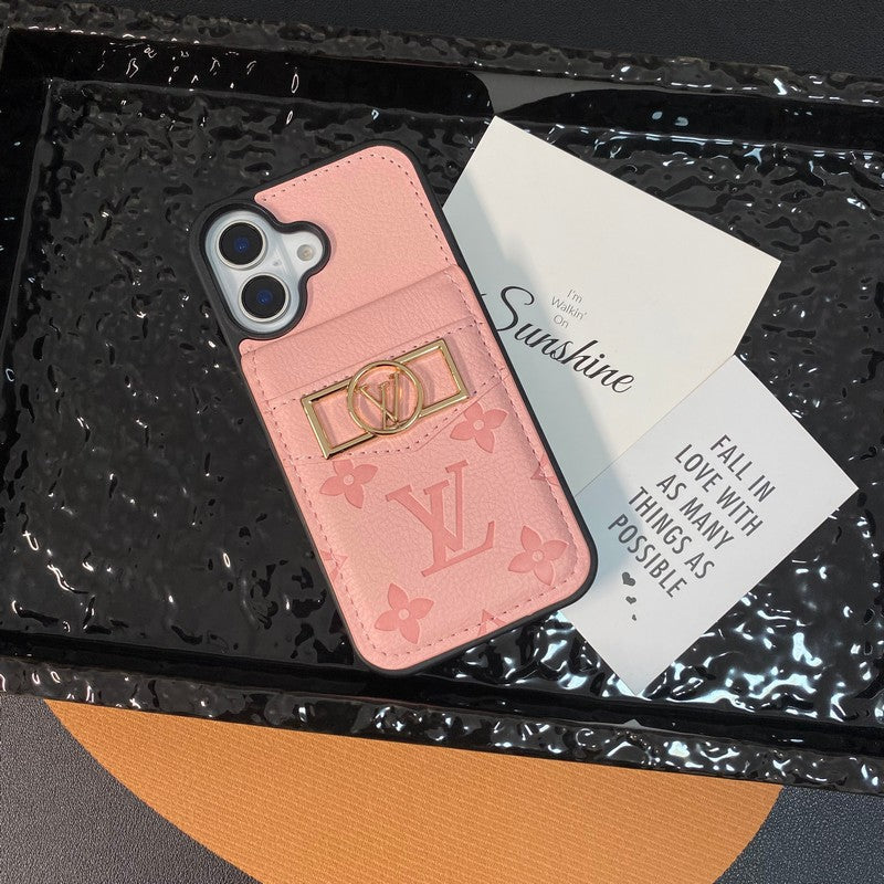 ラグジュアリーカードバッグ ゴールドロゴ iPhoneケース