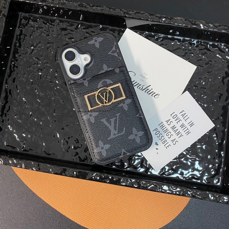 ラグジュアリーカードバッグ ゴールドロゴ iPhoneケース